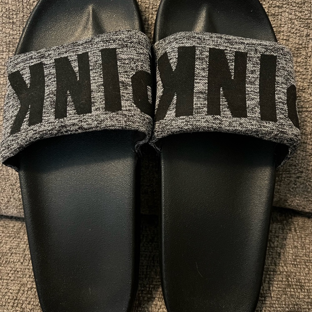 PINK Victoria's Secret Black and Gray Slides